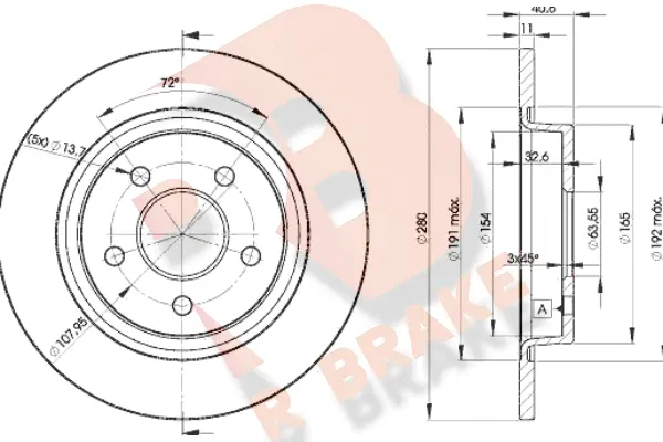 Disque de frein R BRAKE 78RBD23962