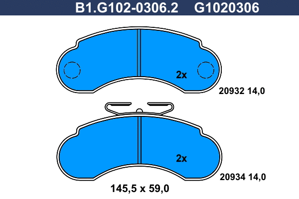 Kit de plaquettes de frein, frein à disque GALFER B1.G102-0306.2