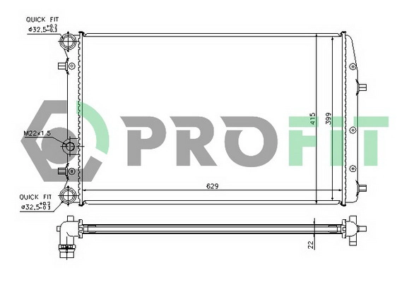 Radiateur, refroidissement du moteur PROFIT PR 6402A2