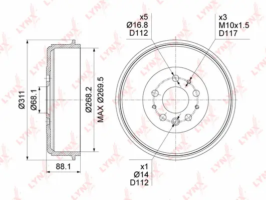 Tambour de frein LYNXAUTO BM-1097