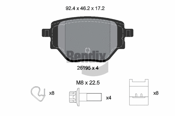 Kit de plaquettes de frein, frein à disque BENDIX Braking BPD2466