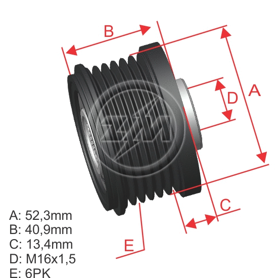 Poulie roue libre, alternateur ZM ZM 96.008.01