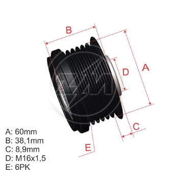 Poulie roue libre, alternateur ZM ZM 96.012.18