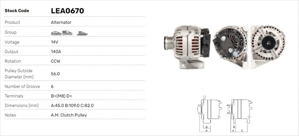 Alternateur LUSA LEA0670