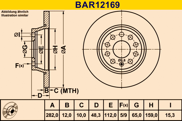 Disque de frein BARUM BAR12169