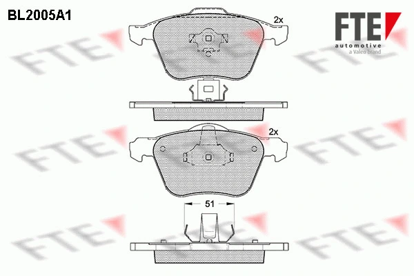 Kit de plaquettes de frein, frein à disque FTE 9010590