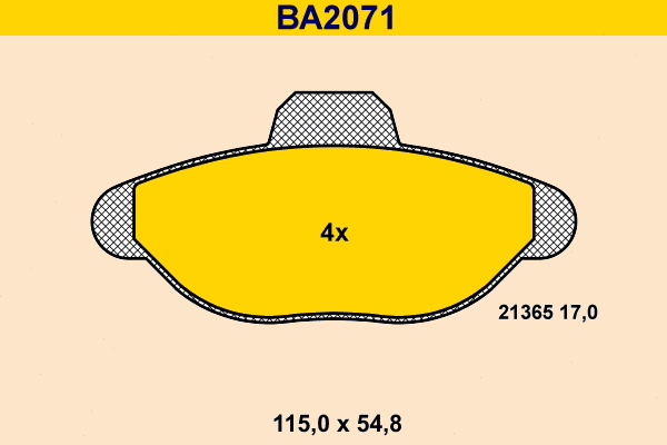Kit de plaquettes de frein, frein à disque BARUM BA2071