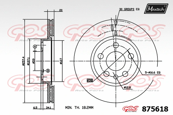 Disque de frein MAXTECH 875618