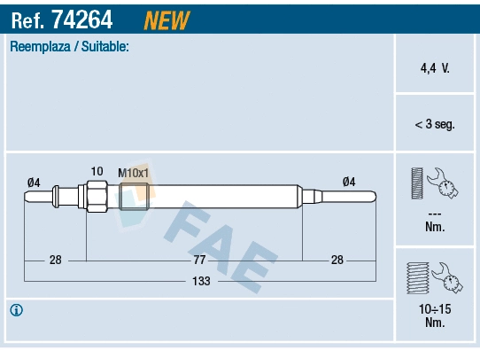 Bougie de préchauffage FAE 74264
