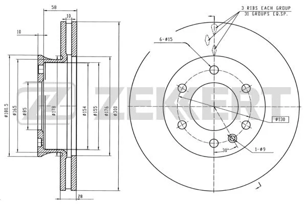 Disque de frein ZEKKERT BS-5256B