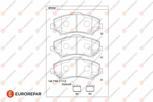 Kit de plaquettes de frein, frein à disque EUROREPAR 1681232880