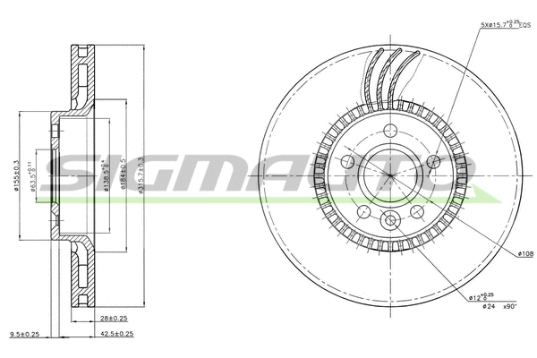 Disque de frein SIGMAUTO DBB607V
