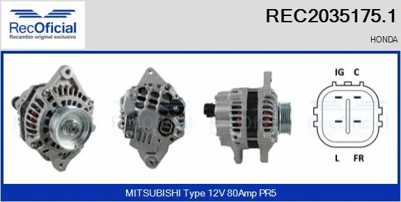 Alternateur RECOFICIAL REC2035175.1