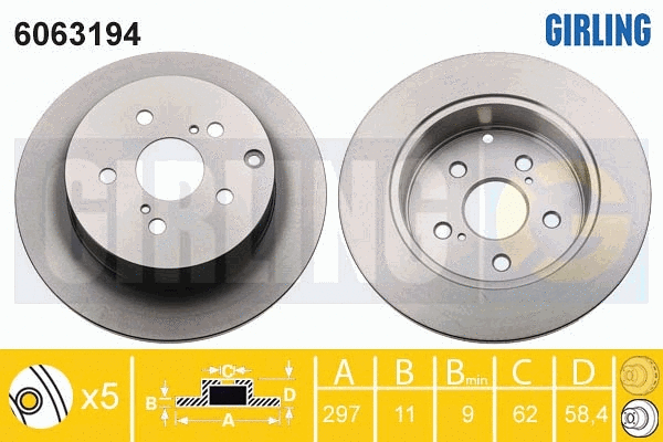 Disque de frein GIRLING 6063194