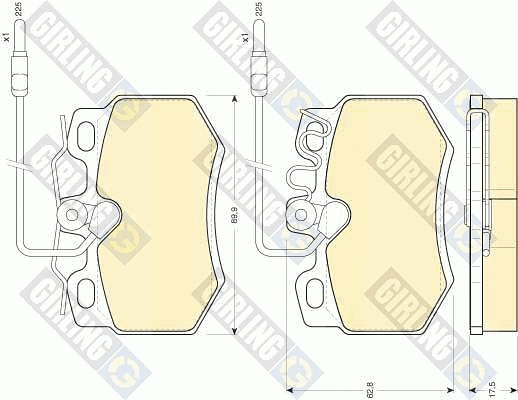 Kit de plaquettes de frein, frein à disque GIRLING 6108081