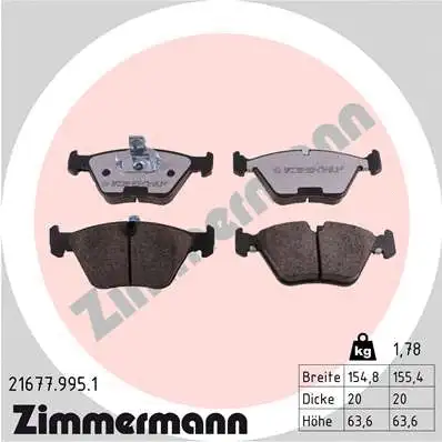 Kit de plaquettes de frein, frein à disque ZIMMERMANN 21677.995.1