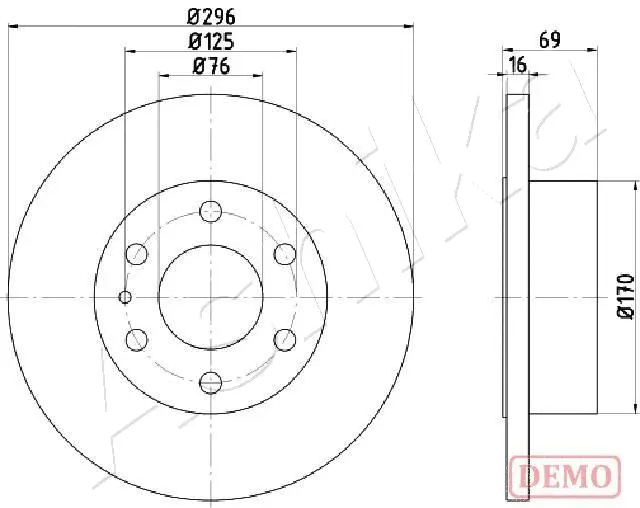 Disque de frein ASHIKA 61-00-0225C