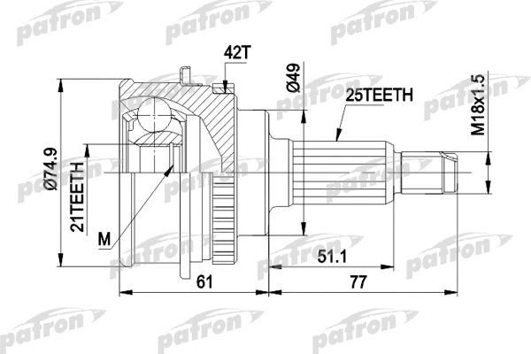 Jeu de joints, arbre de transmission PATRON PCV1266
