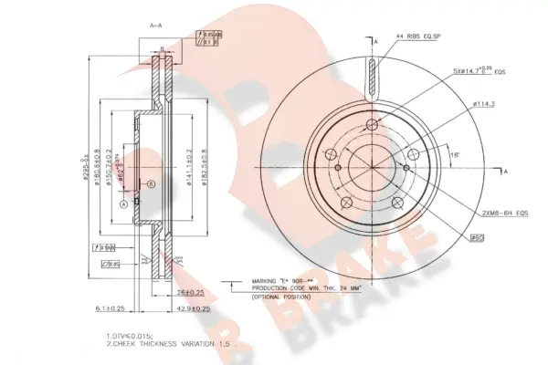 Disque de frein R BRAKE 78RBD20009