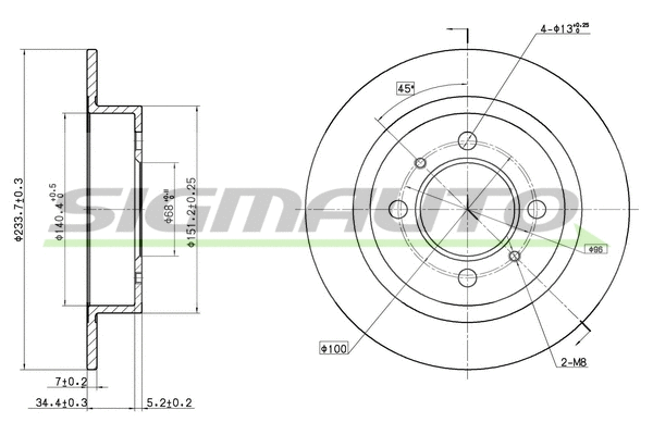 Disque de frein SIGMAUTO DBA790S
