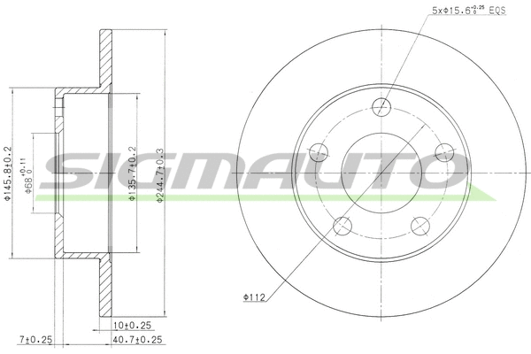 Disque de frein SIGMAUTO DBA952S