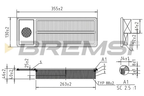 Filtre à air BREMSI FA2409