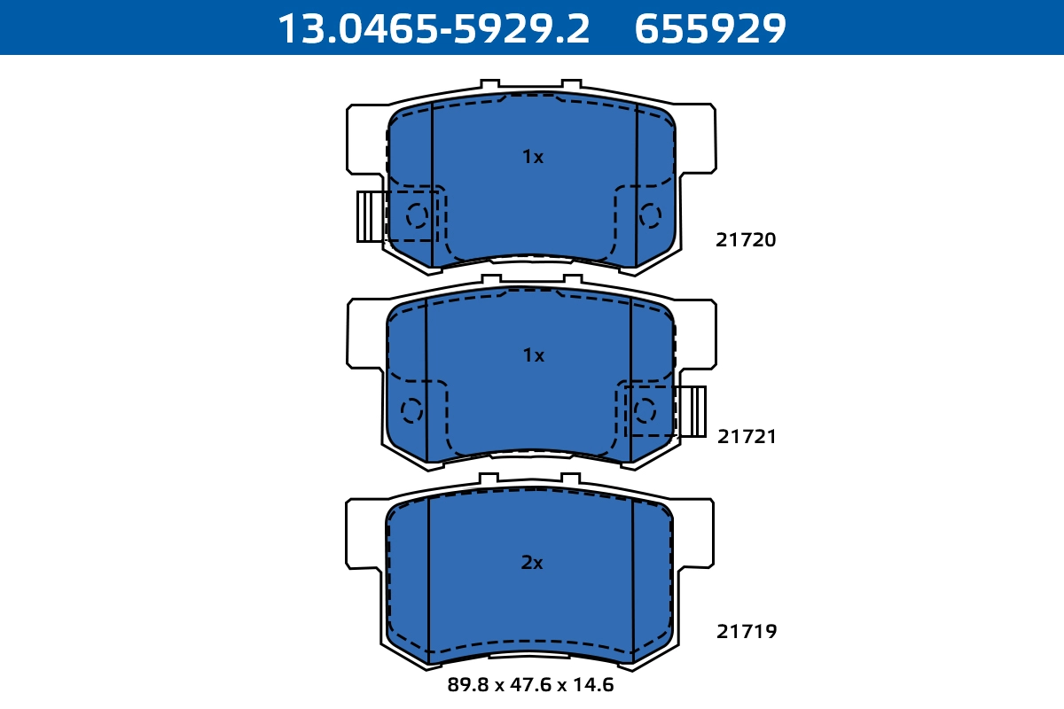 Kit de plaquettes de frein, frein à disque ATE-APAC 13.0465-5929.2