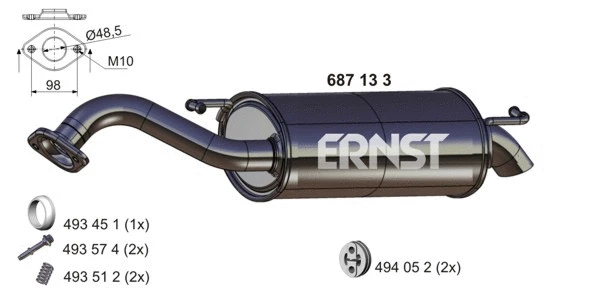 Silencieux arrière ERNST 687133