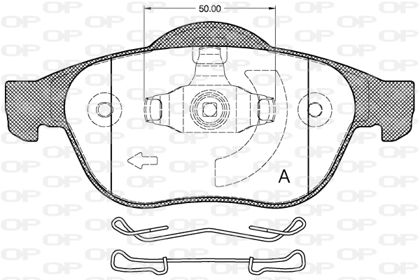 Kit de plaquettes de frein, frein à disque OPEN PARTS BPA0843.20