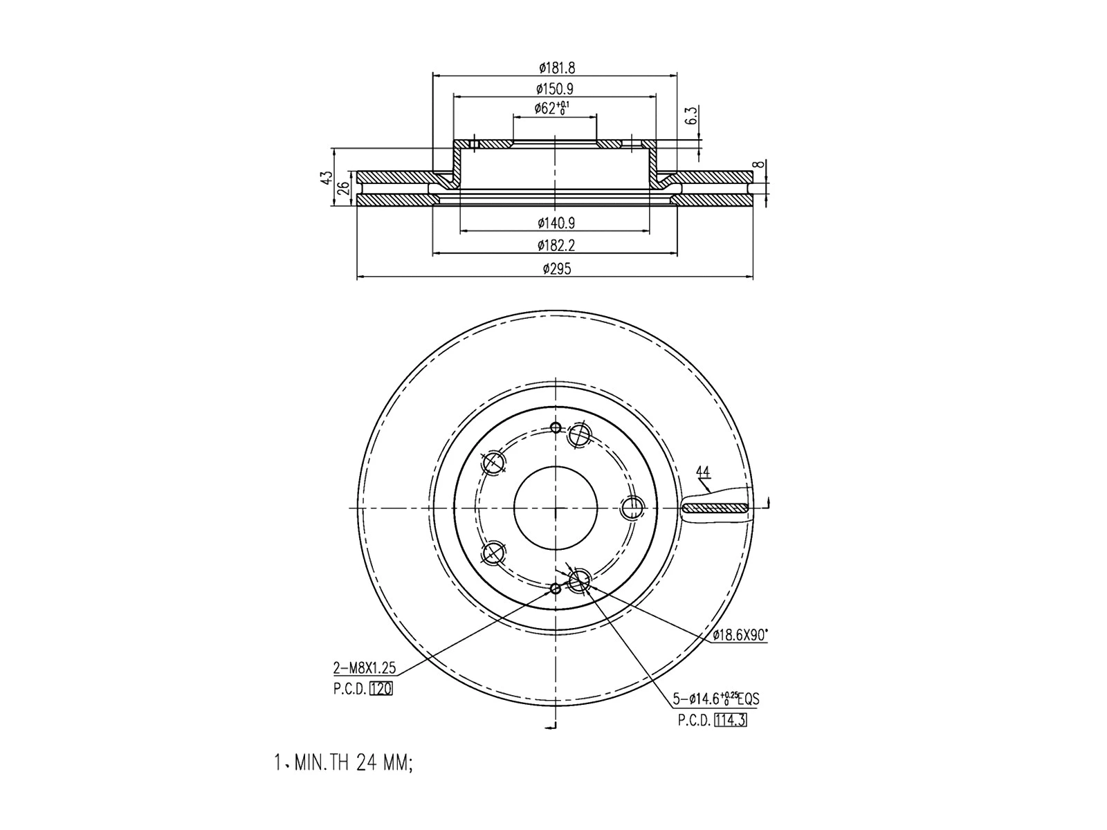 Disque de frein A.Z. Meisterteile AZMT-44-024-1214