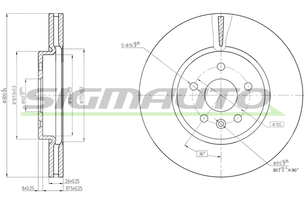 Disque de frein SIGMAUTO DBC684V
