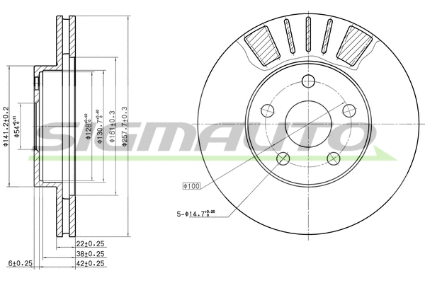 Disque de frein SIGMAUTO DBA411V