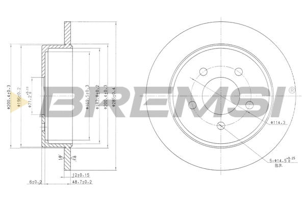 Disque de frein BREMSI CD7378S