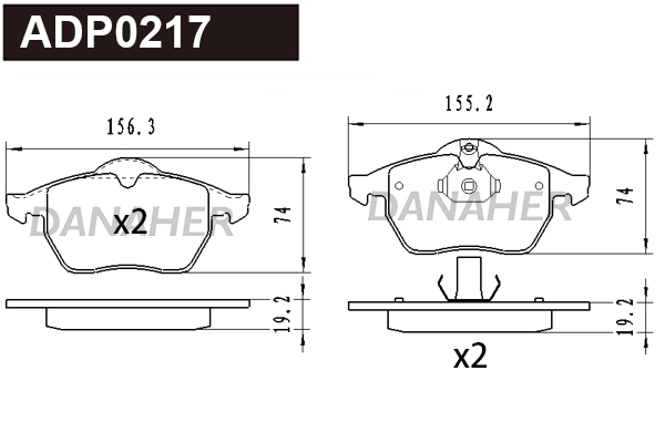Kit de plaquettes de frein, frein à disque DANAHER ADP0217