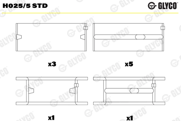 Coussinet de paliers de vilebrequin GLYCO H025/5 STD
