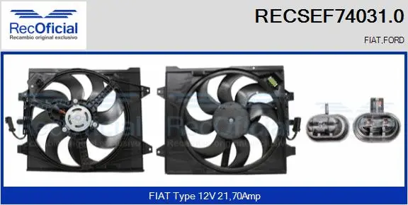 Moteur électrique, ventilateur pour radiateurs RECOFICIAL RECSEF74031.0