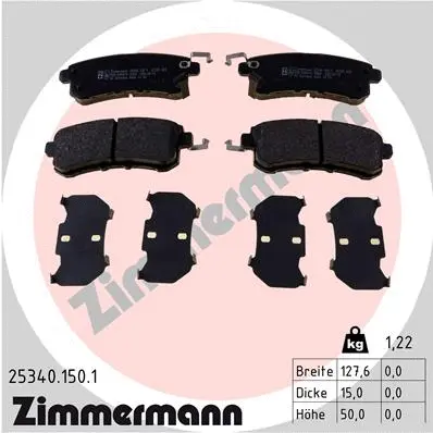 Kit de plaquettes de frein, frein à disque ZIMMERMANN 25340.150.1