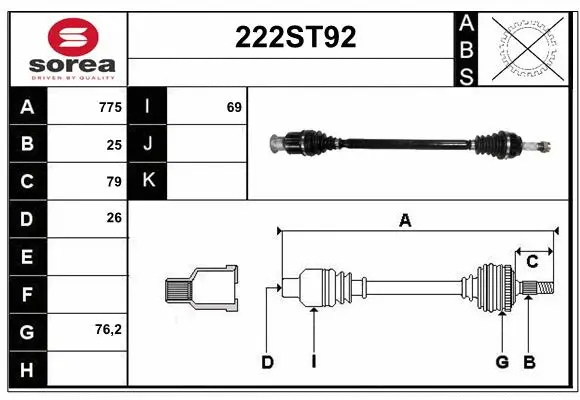 Arbre de transmission STARTCAR 222ST92