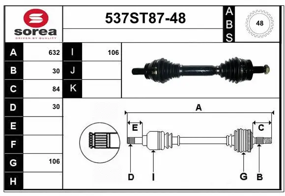 Arbre de transmission STARTCAR 537ST87-48