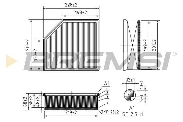 Filtre à air BREMSI FA1035