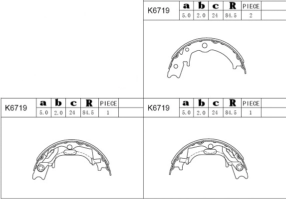 Jeu de mâchoires de frein ASIMCO K6719