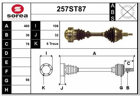 Arbre de transmission STARTCAR 257ST87