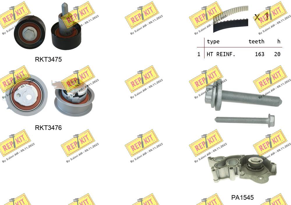 Pompe à eau + kit de courroie crantée REPKIT RKTK1174PA2