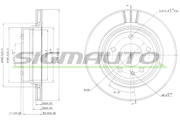 Disque de frein SIGMAUTO DBA520V