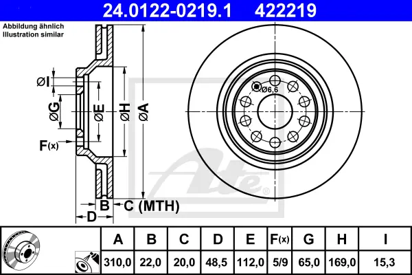 Disque de frein ATE-APAC 24.0122-0219.1