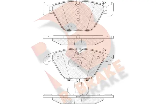 Kit de plaquettes de frein, frein à disque R BRAKE RB1998