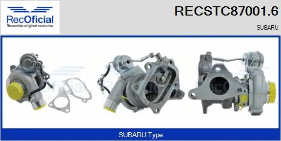 Turbocompresseur, suralimentation RECOFICIAL RECSTC87001.6