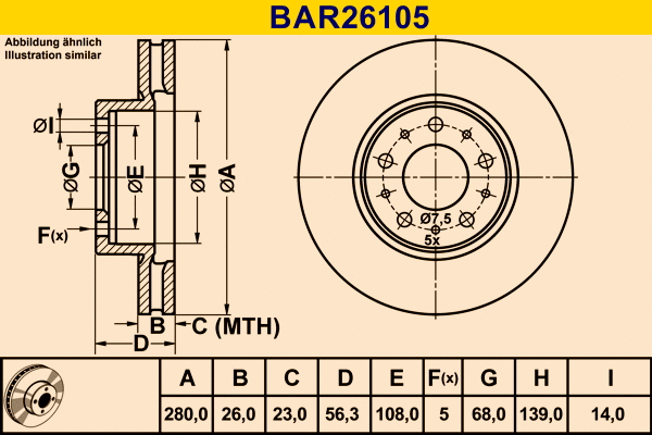 Disque de frein BARUM BAR26105
