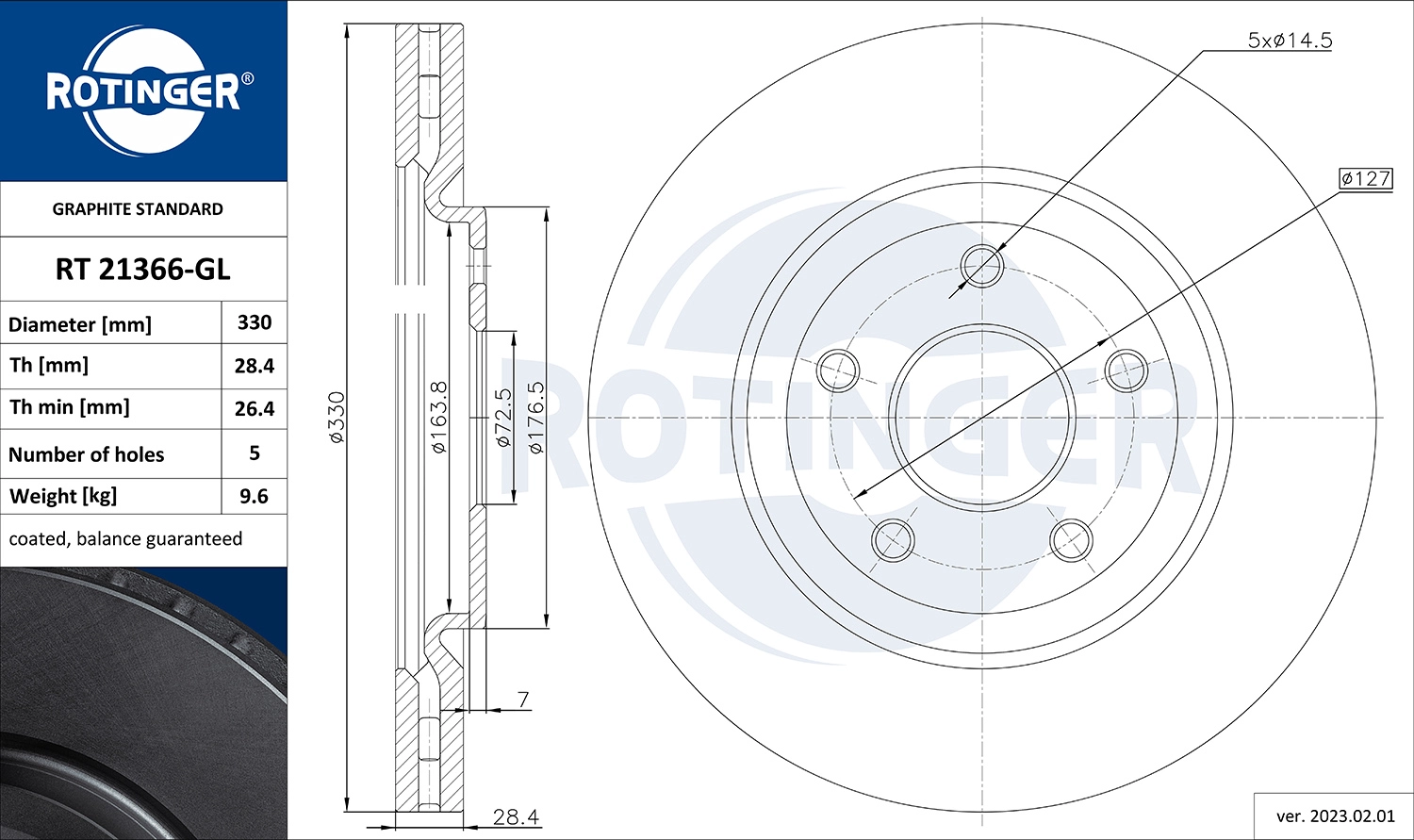 Disque de frein ROTINGER RT 21366-GL