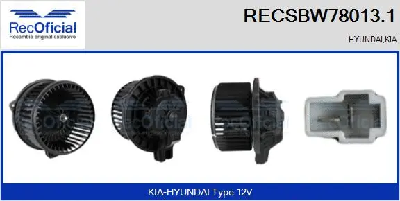 Pulseur d'air habitacle RECOFICIAL RECSBW78013.1